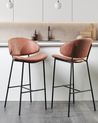 Set of 2 Bar Chairs KIANA Faux Leather Brown