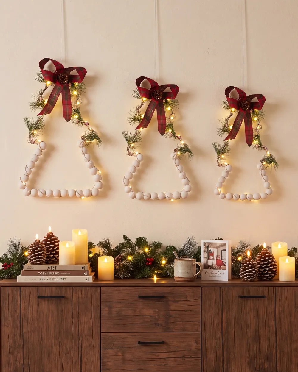 Set med 3 juldekorationer LED KYVESI 20/25/30 cm Julgran Vit_1145991