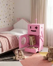 Skåp EDGAR 89 cm Rosa med hjul_1064628