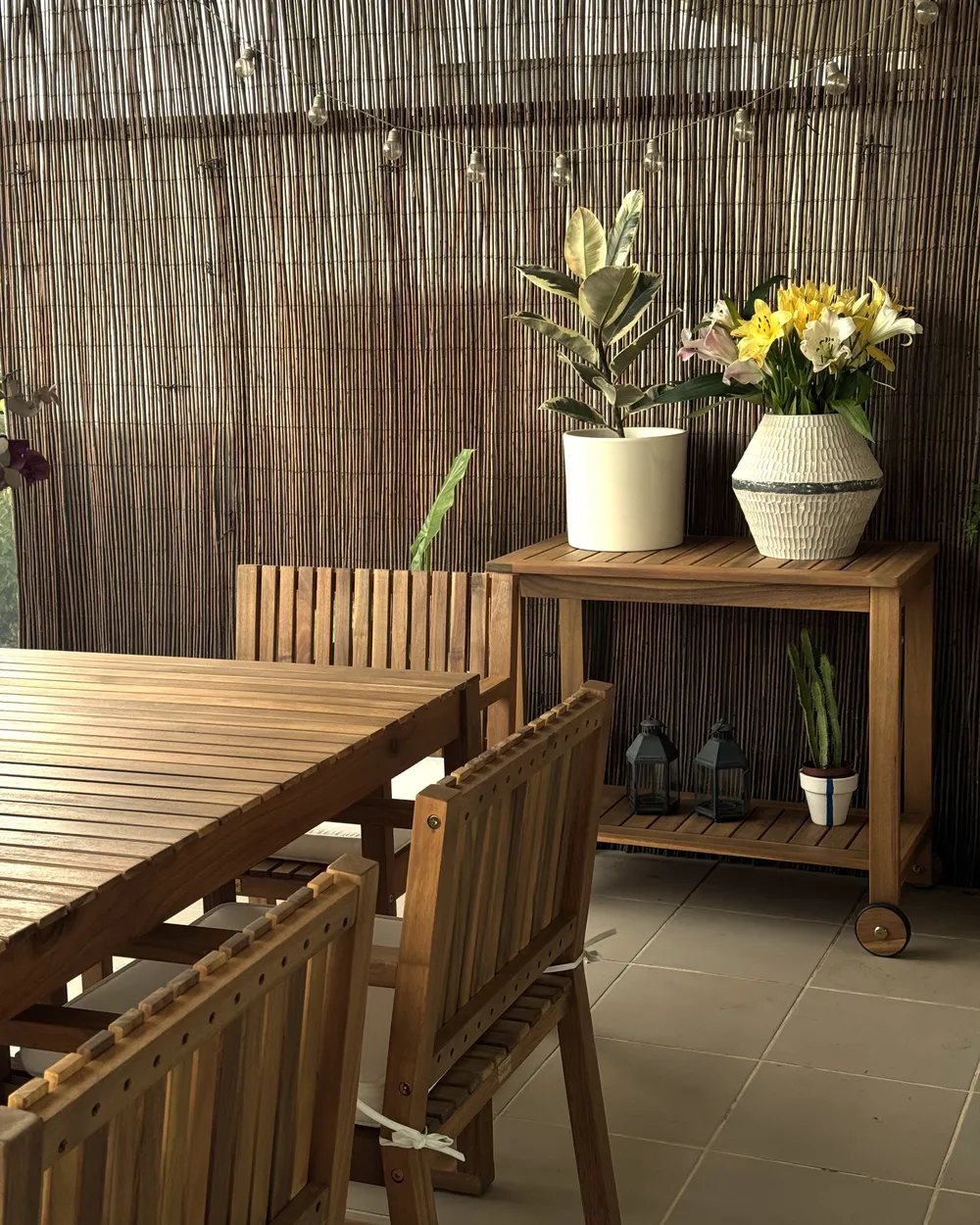 Garden Dining Set with Trolley 6 Seater SASSARI II Certified Acacia Wood Light Brown_1001529