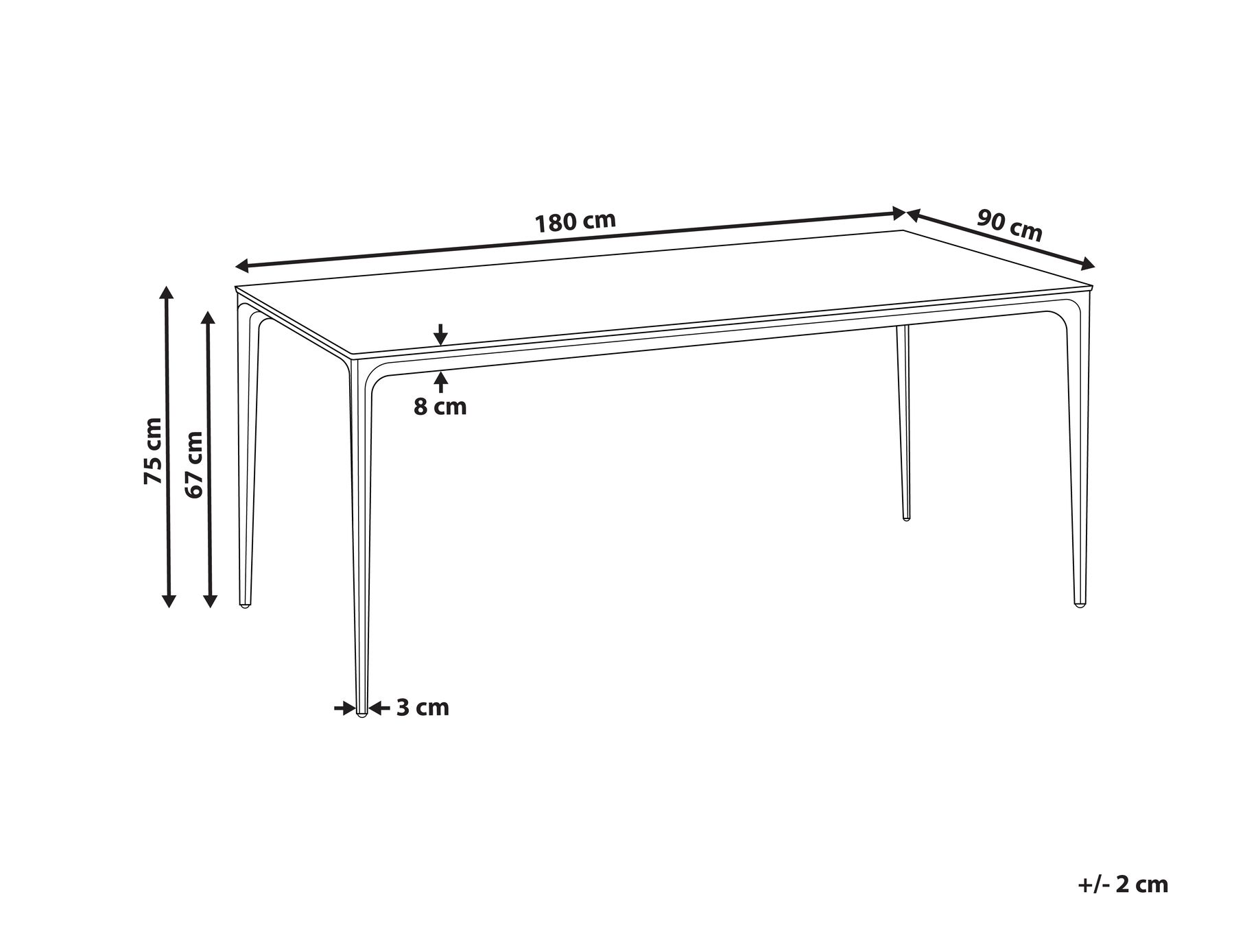 Garden Dining Table SOVARETO 180 cm 90 cm Wood-like Light Grey_1008394