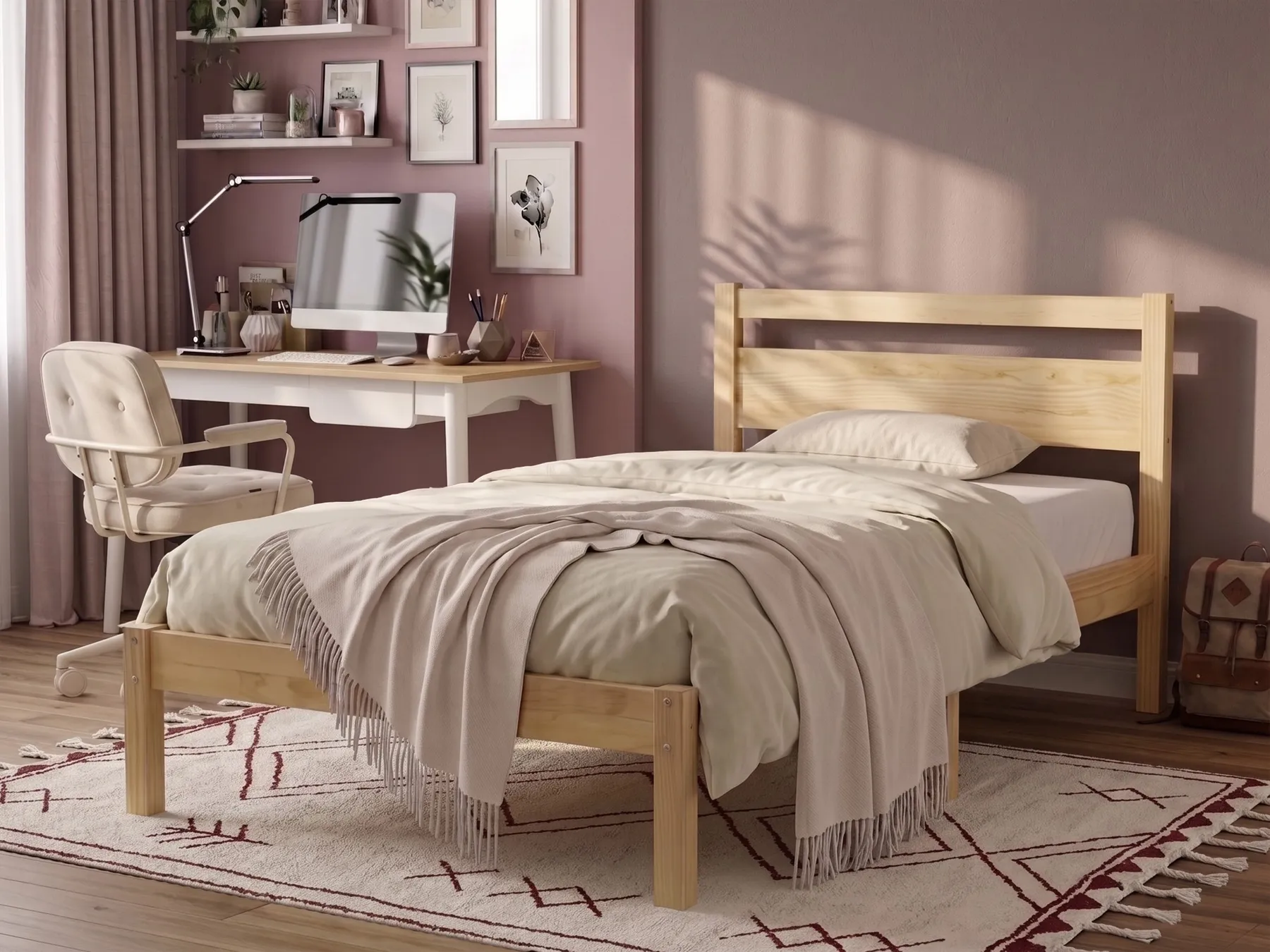 Bed Pine Wood MERCURER 80 x 200 cm (EU Small Single) Light Brown_1108165