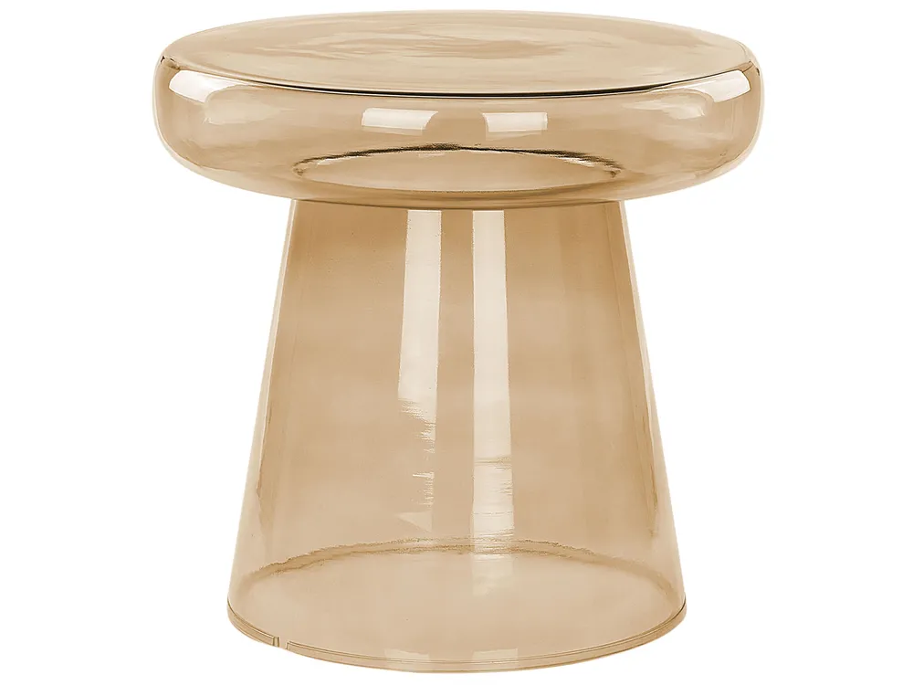 Set of 2 Side Tables LAGUNA/CALDERA Glass Golden Brown_883282