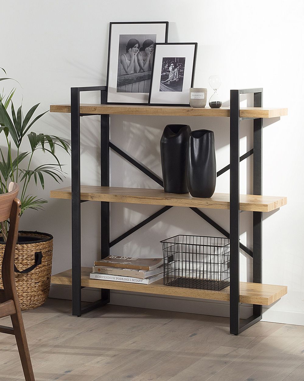 Hyllsystem med 3 hyllplan TIMBER 111 cm Ljusbrun