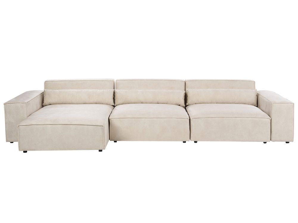 Modulær hjørnesofa 4-seters HELLNAR Fløyel Lys beige Høyrevendt
