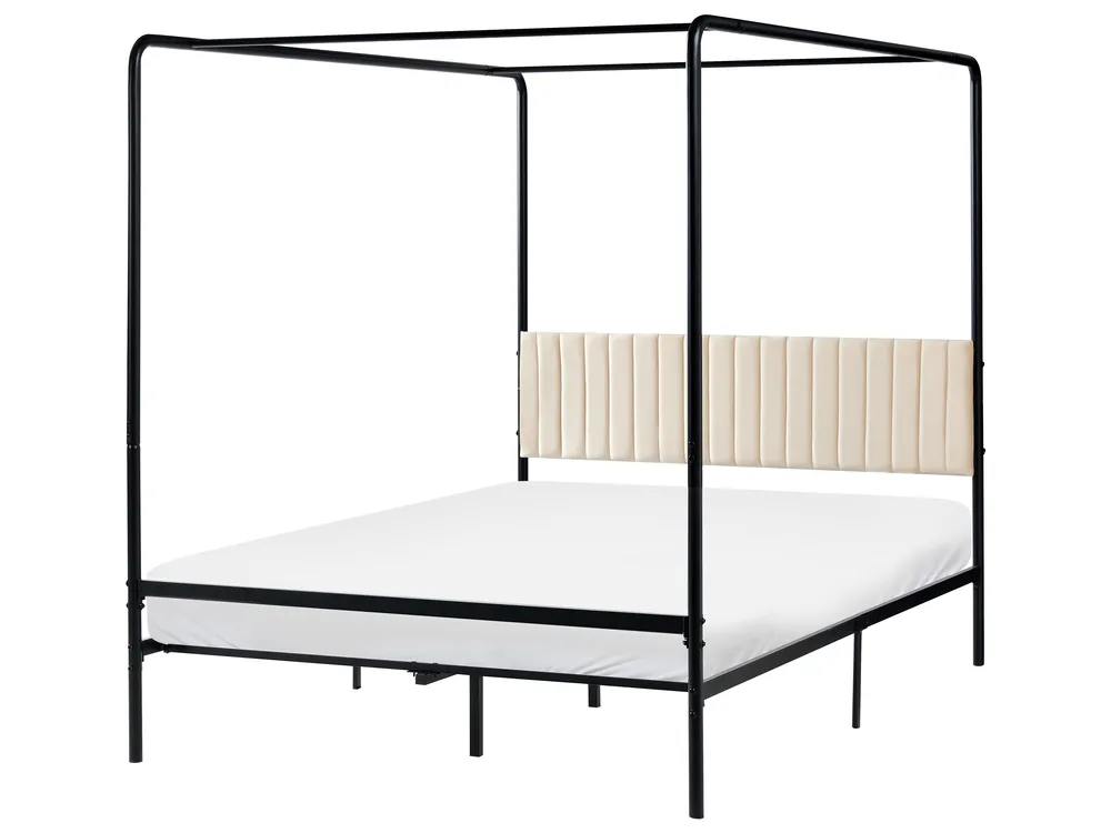 Four Poster Bed Metal MIRABEAU 140 x 200 cm (EU Double) Black