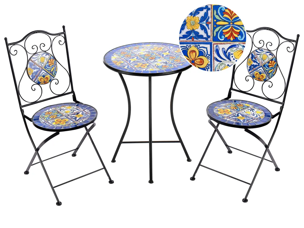Bistro Set Folding CORIANO Metal Black