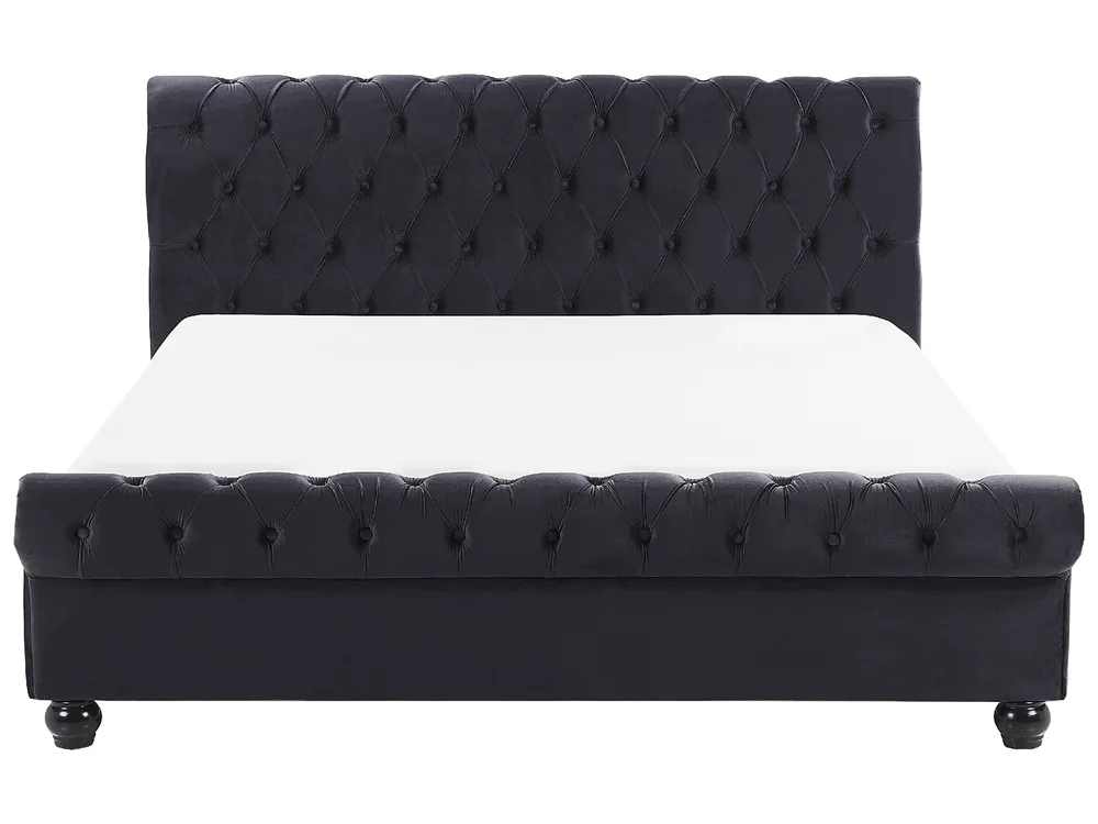 Bed Velvet AVALLON 140 x 200 cm (EU Double) Black_743633