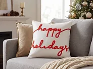 Throw Cushion EXACUM 45 x 45 cm Velvet White Christmas Motif_1184642