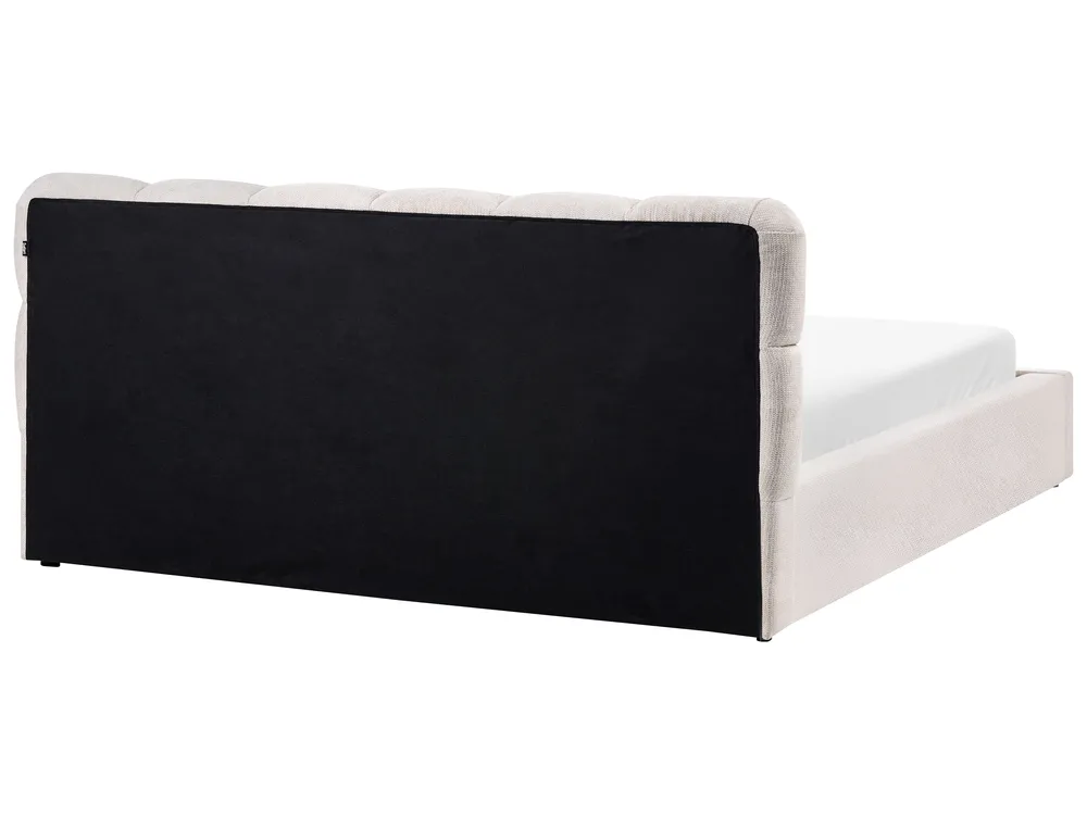 Ottoman Bed BASTON Fabric Light Beige 180 x 200 cm (EU Super King)_1055427