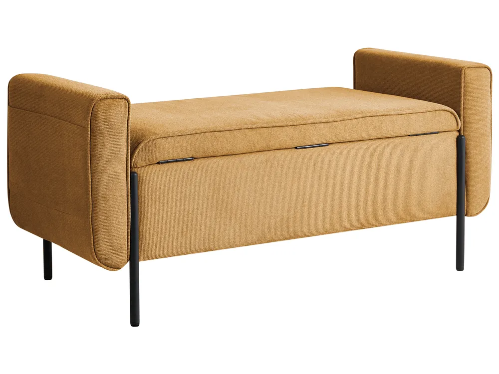 Upholstered Storage Bench LEWES Fabric Mustard_1043590