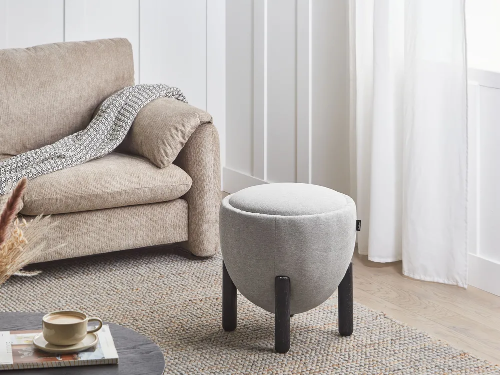 Pouffe ARCHIE Faux Linen Grey_1073014