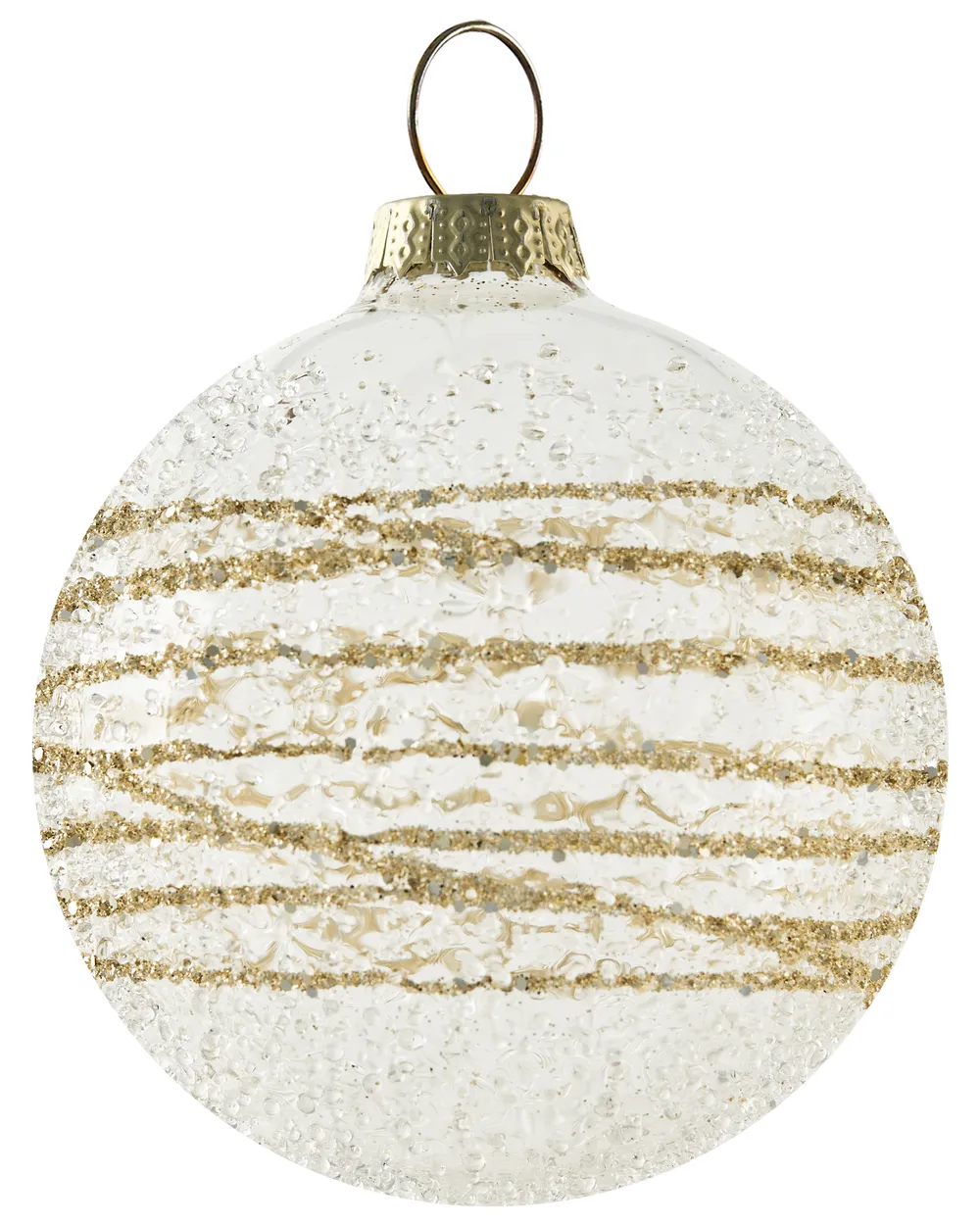 Set of 25 Baubles ICICLE Glass Transparent/ Gold_1028434
