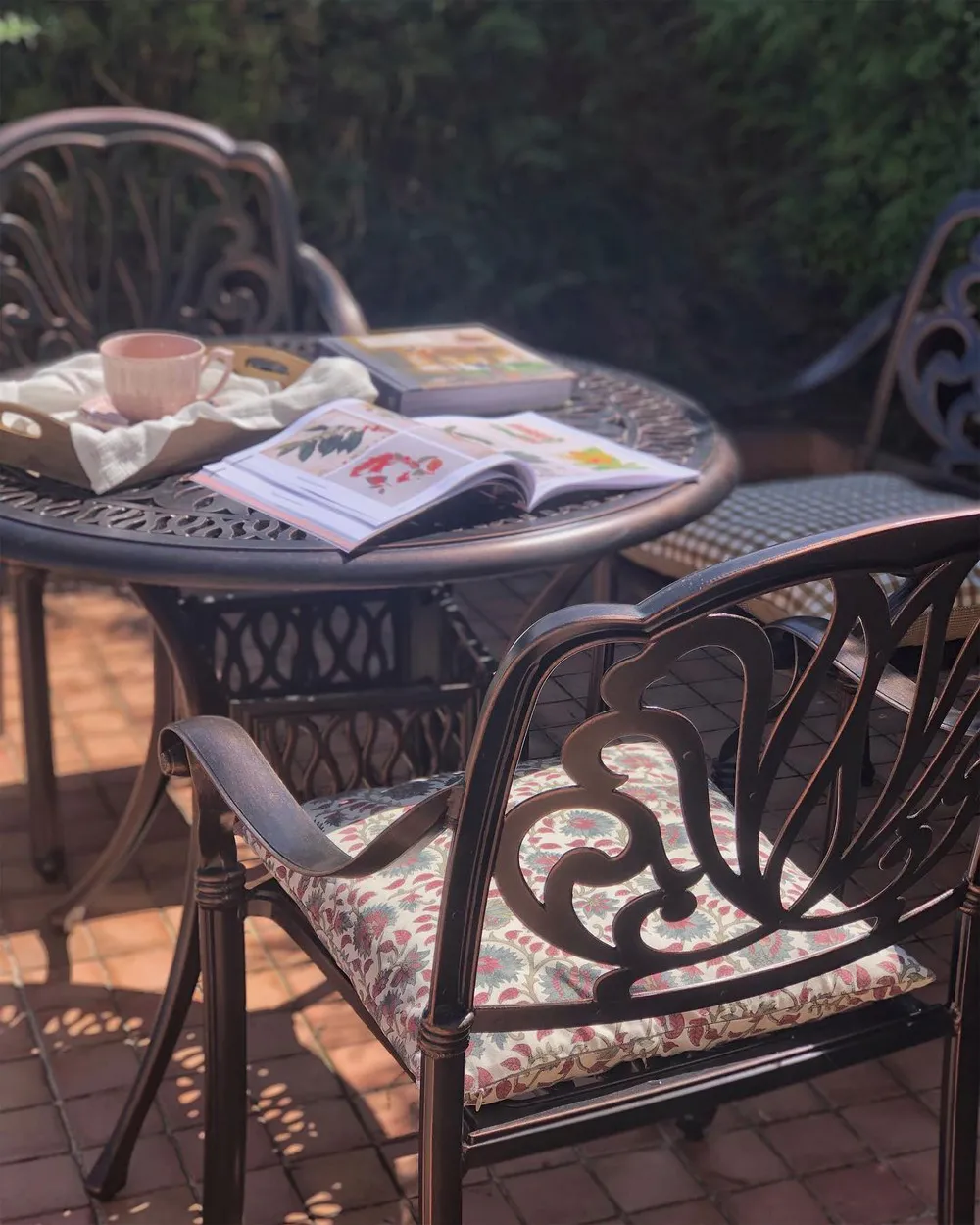 Set of 4 Garden Chairs with Cushions ANCONA Metal Dark Brown_884306