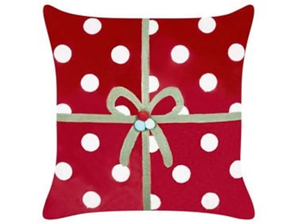 Set of 2 Decorative Cushions GUMDROP 45 x 45 cm Velvet Red Christmas Motif_1184006