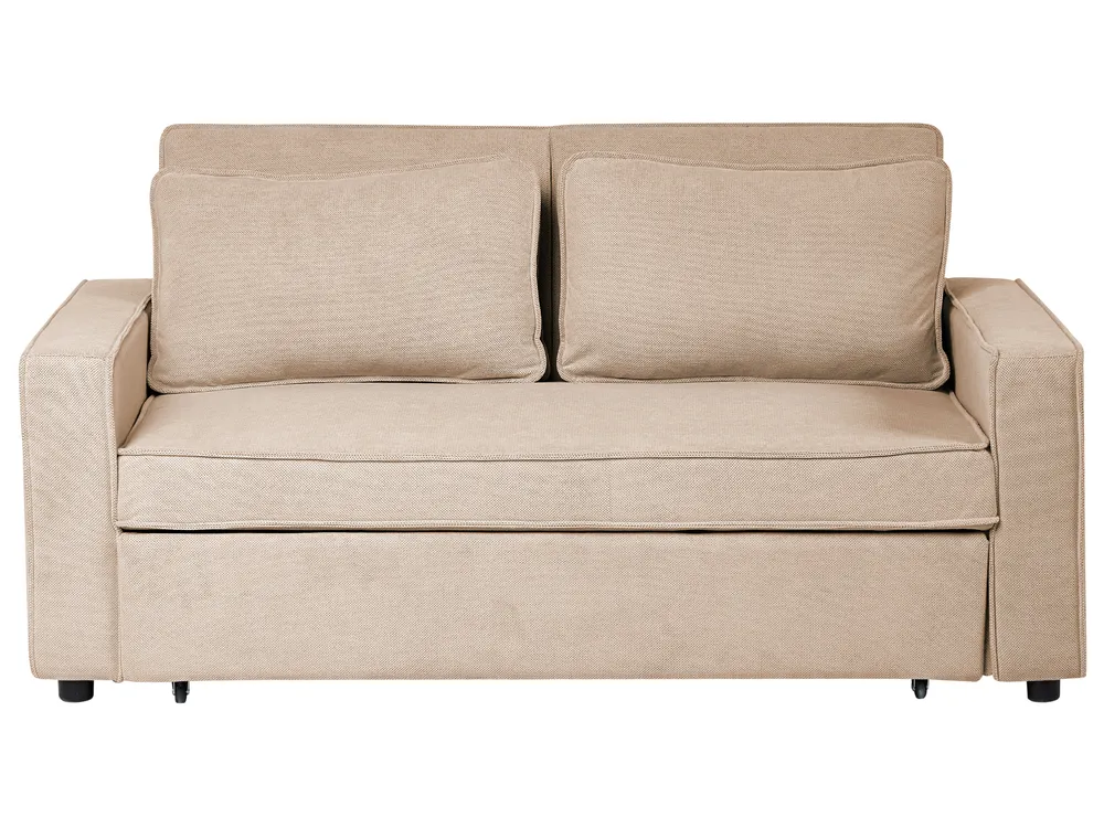 Sofa Bed 2 Seater UTTELA Fabric Light Brown