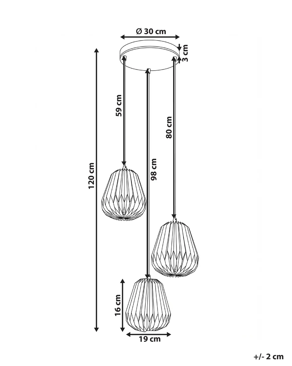 3 Light Pendant Lamp HONDE Paper White_1033711