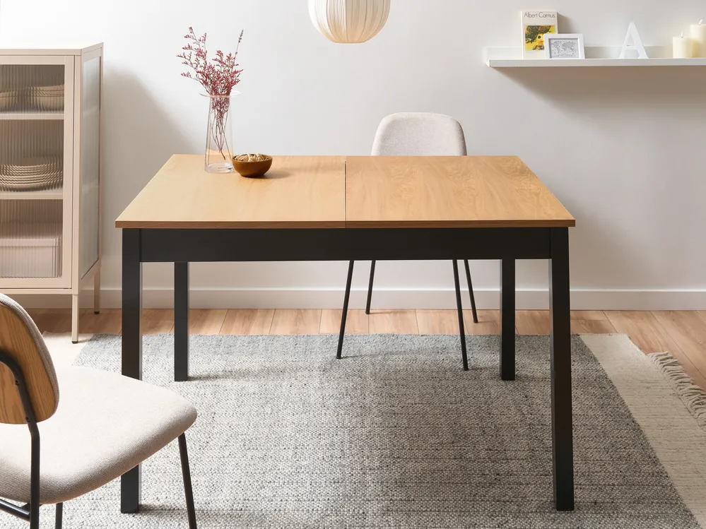 Jatkettava ruokapöytä HOUSTON Vaaleanruskea/musta 120/150 cm 90 cm Mänty_1070965