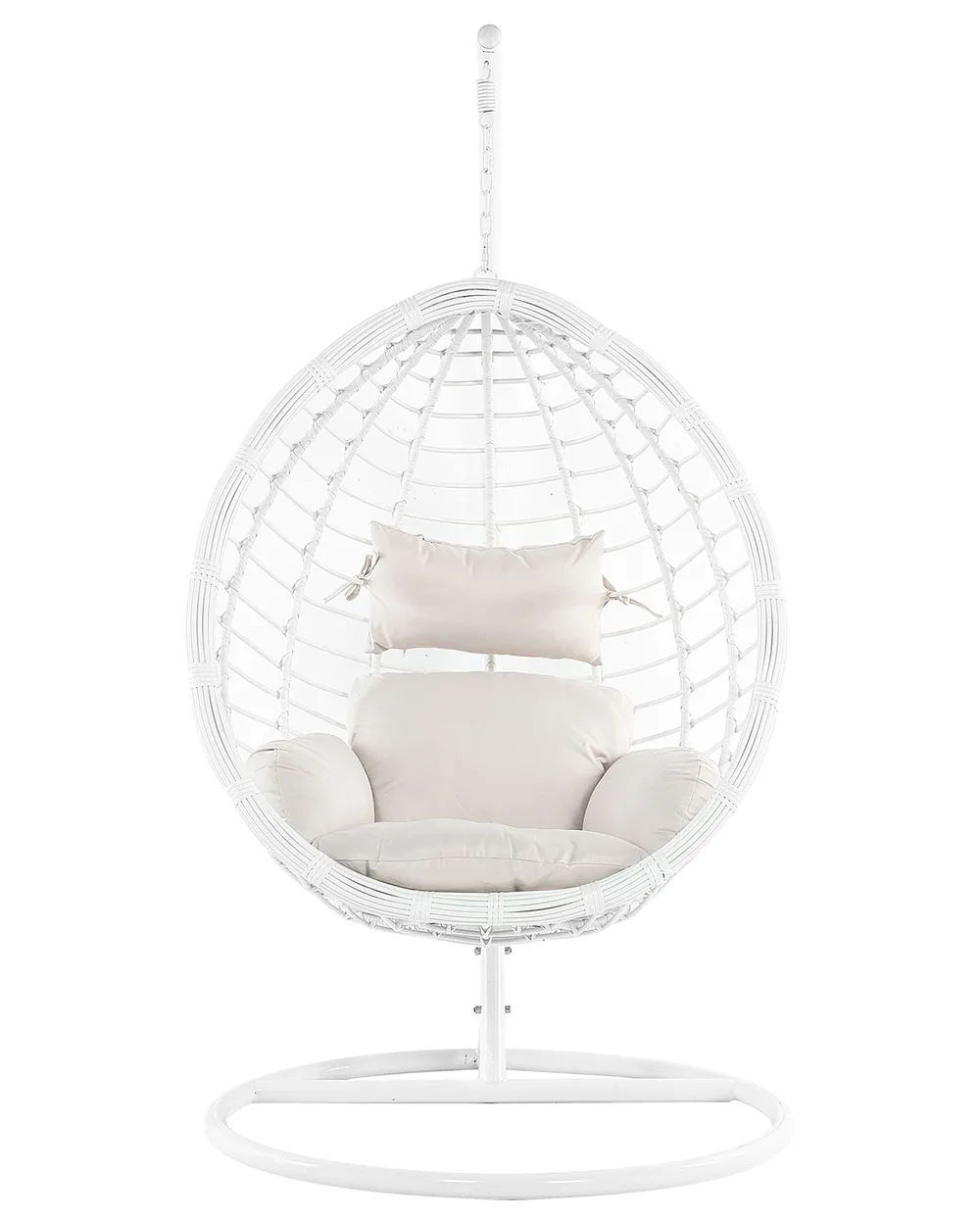 Hanging Chair with Stand FANO PE Rattan White_724369