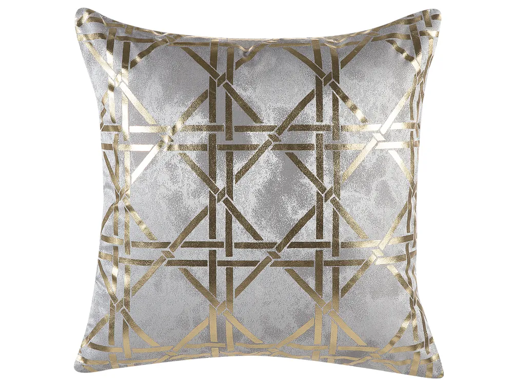 Set med 2 prydnadskuddar CASSIA 45 x 45 cm Grå Geometriskt tryck_770428
