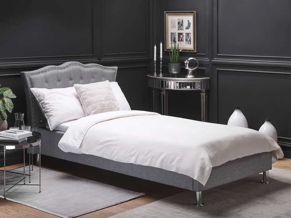 Ottoman Bed METZ Fabric Light Grey 90 x 200 cm (EU Single)_799471