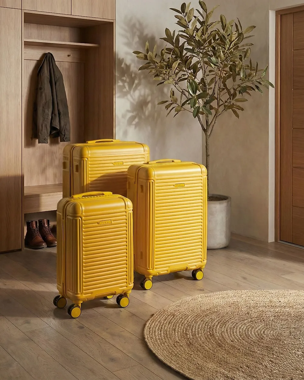Set of 3 Hard Shell Suitcases MYNTIS Yellow_1175860