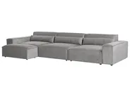 Modular Sofa 3 Seater HELLNAR with Ottoman Fabric Grey_911806