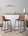 Set of 2 Bar Chairs FRANKS Golden Brown