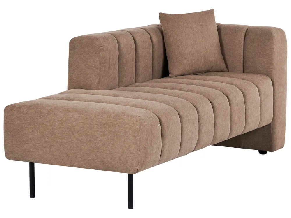 Right-Hand Chaise Longue LANNILS Fabric Light Brown_941984