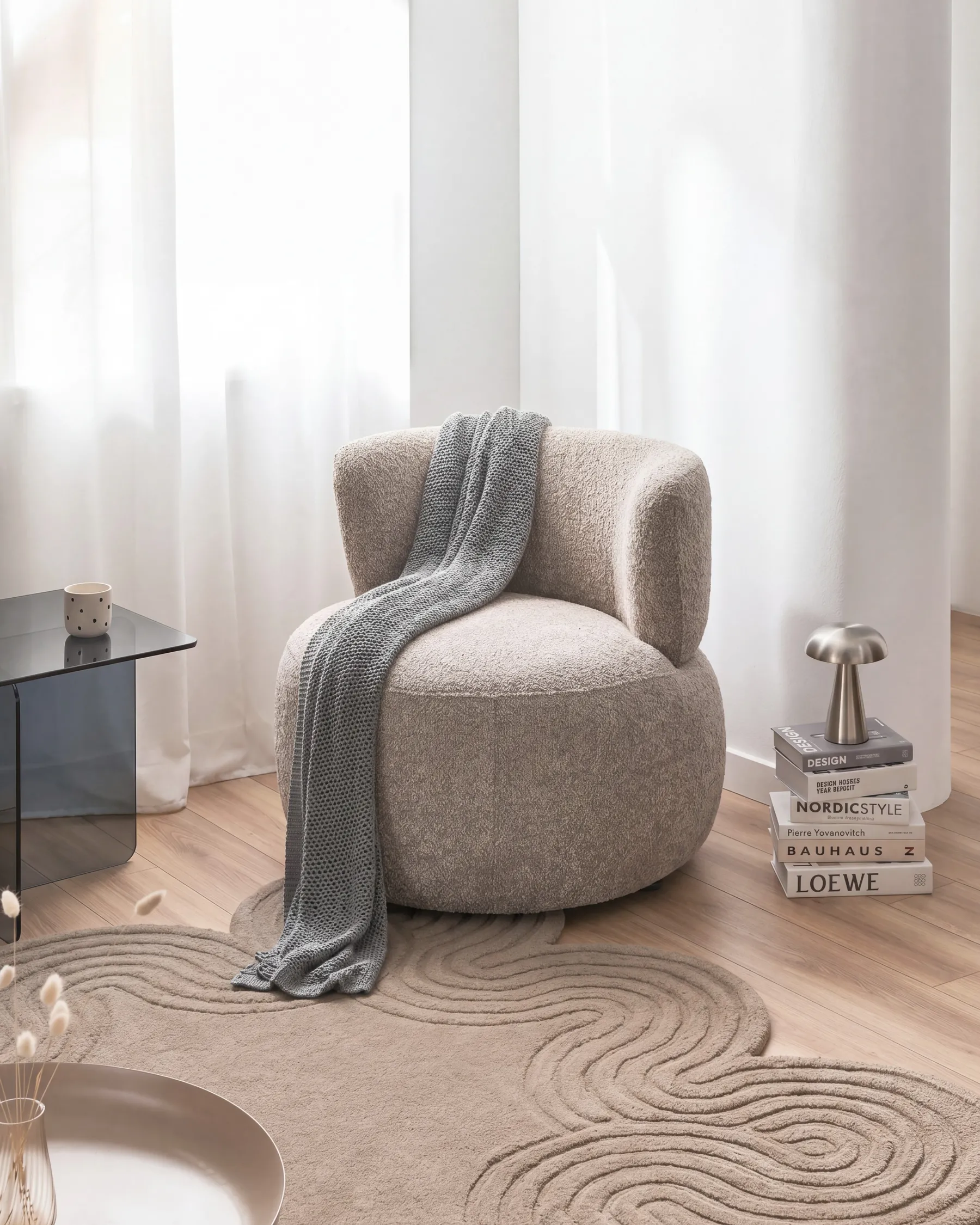 Armchair VOLDA Chenille Taupe_1079477