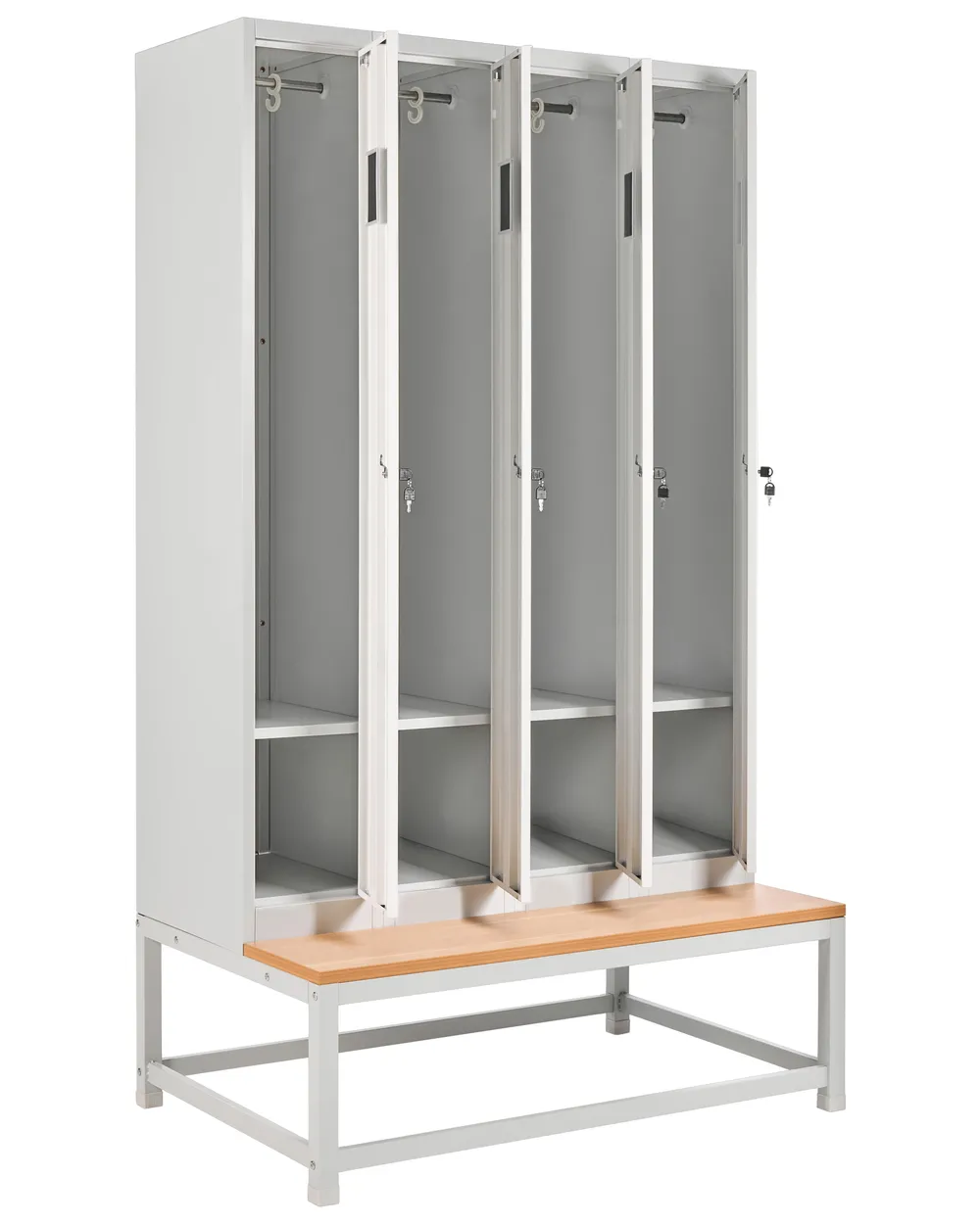 4-Door Storage Locker with Bench ATHLETE Metal Grey/ White_1011894