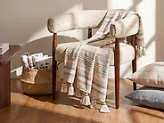 Pläd YARSELI Bomull 130 x 170 cm Beige_1180251