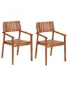 Set of 2 Garden Chairs AGELLO Acacia Wood Brown
