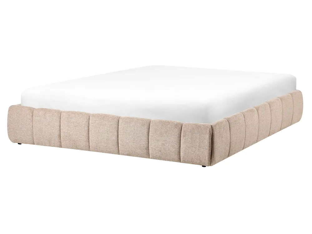 Ottoman Bed without Headboard GENAS Fabric Beige 160 x 200 cm (EU King Size)_1070274