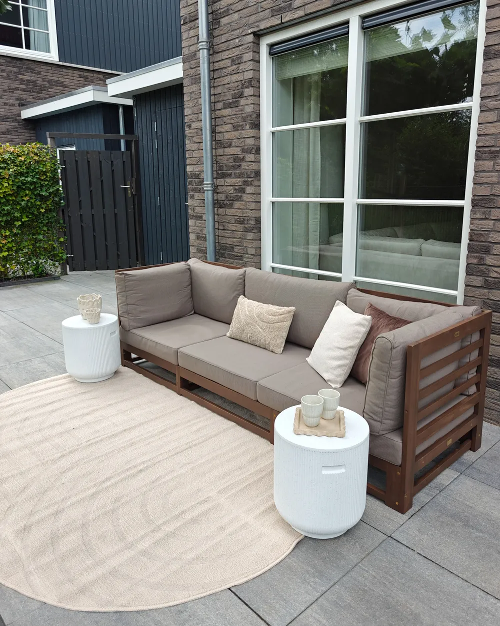 Garden Sofa 3 Seater TRANI Modular Certified Acacia Wood Dark Brown_1017586