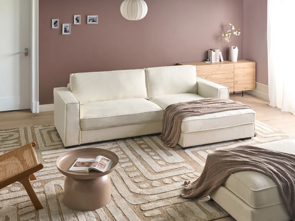 Corner Sofa RENDERS Boucle Off-White Left Hand