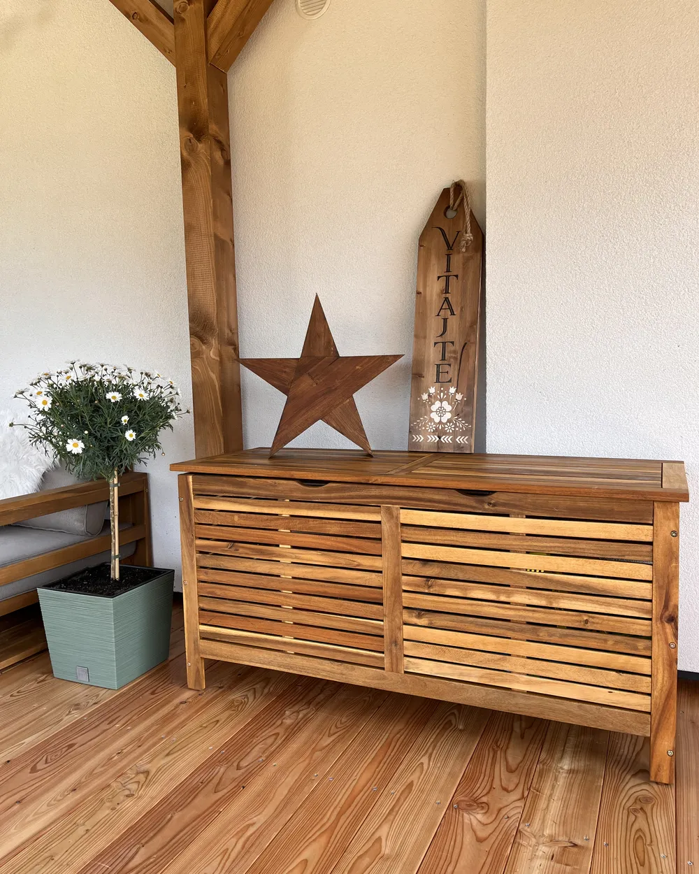 Storage Box RIVIERA 130 cm 48 cm Acacia Wood Light Brown_863645