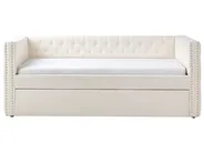 Utdragbar säng Bouclé GASSIN 90 x 200 cm Off-White_951567