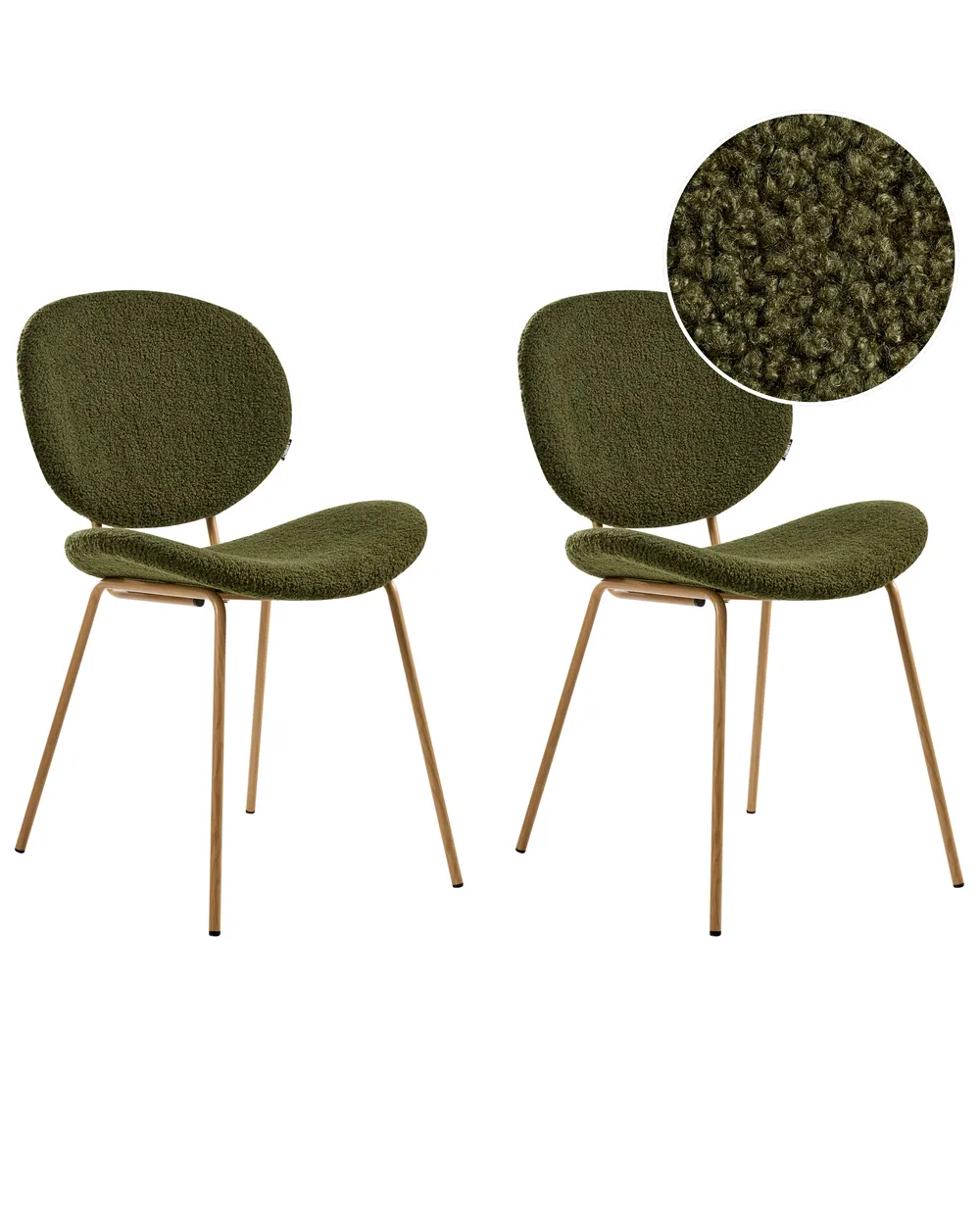 Set of 2 Dining Chairs LUANA Boucle Dark Green