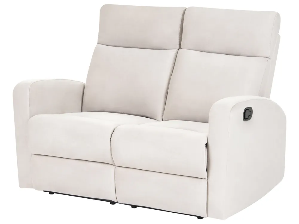 Manual Recliner Living Room Set 3 Seater VERDAL Velvet Beige_1081168
