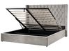 Ottoman Bed LUBBON Velvet Light Grey 180 x 200 cm (EU Super King)