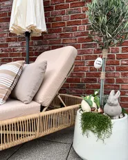 Solseng med pute OSINI PE-rotting Beige_915838