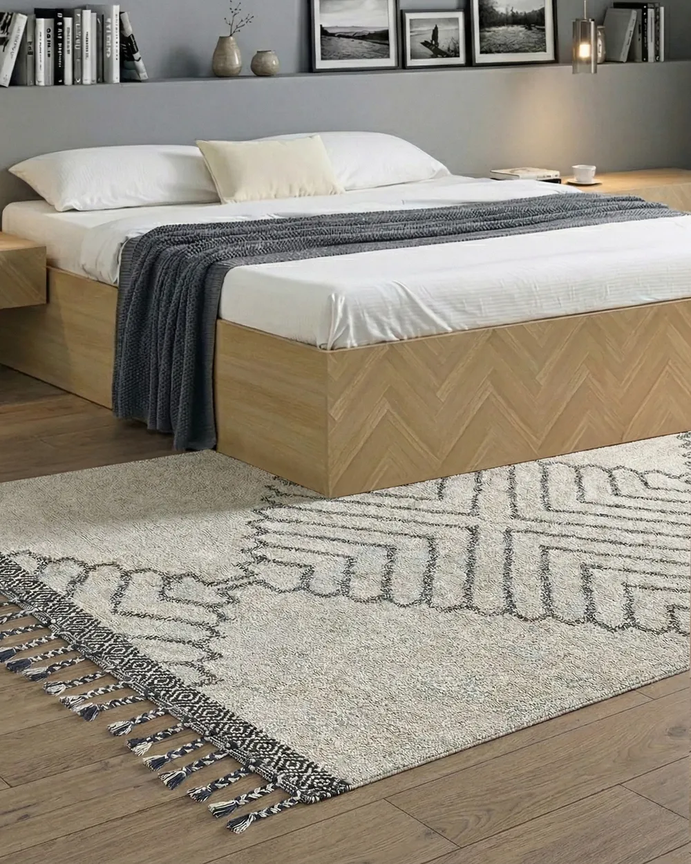 Cotton Area Rug White and Black ERAY Various Sizes