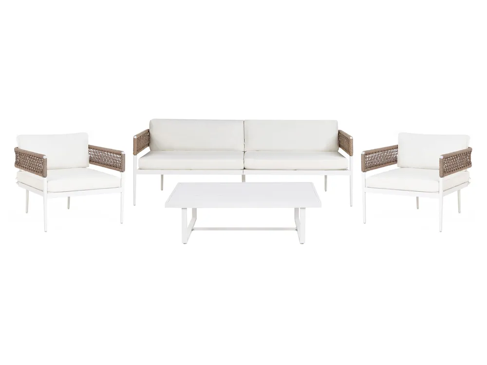 Garden Lounge Set with Table 5 Seater SERLA Metal White