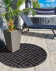 Outdoor Rug AJMER Black ø 120 cm_1187008