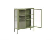 Glass Display Sideboard LERRYN 90 cm Metal Green_1069003