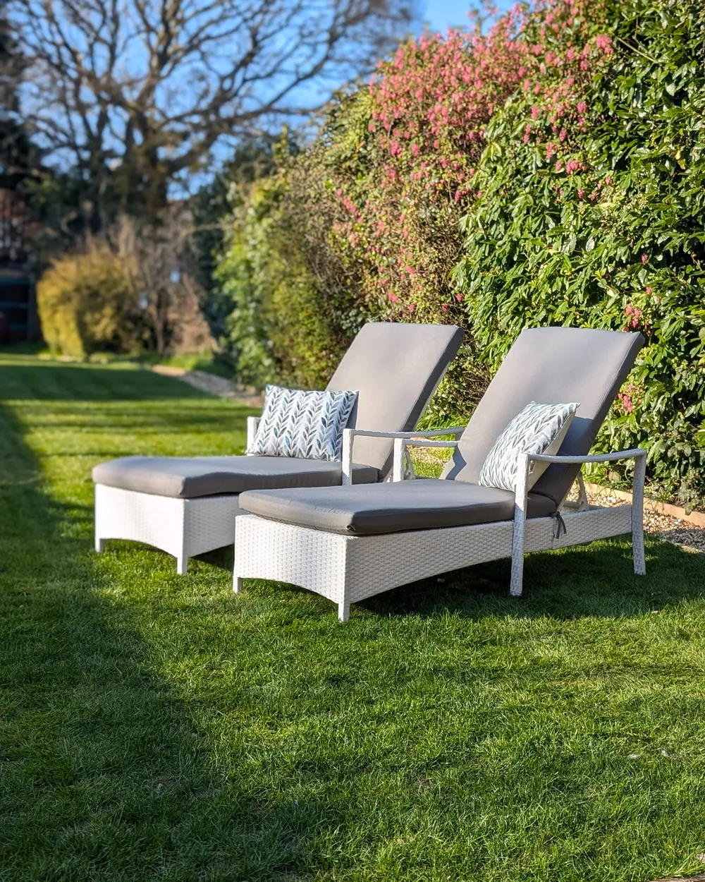 Sun Lounger with Cushion VASTO Reclining PE Rattan White_982260