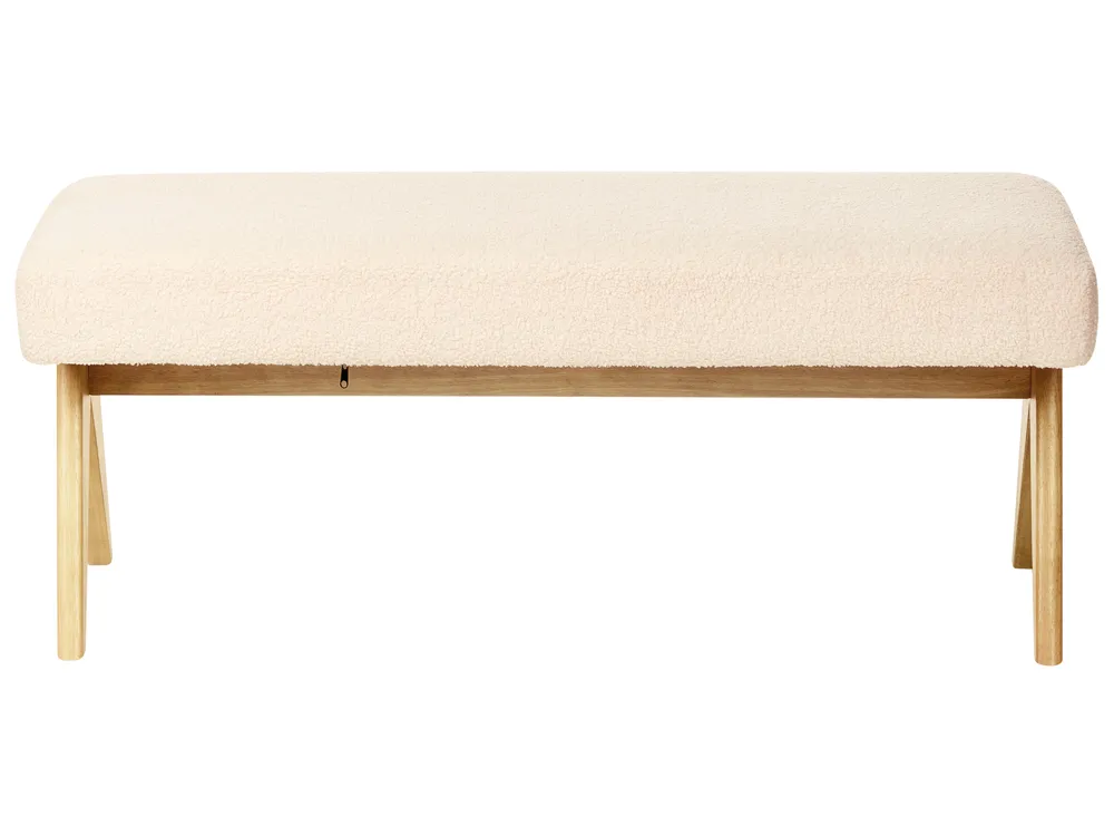 Upholstered Bench TAMRE Boucle Off-White/ Light Brown_985178