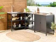 Outdoor Kitchen Island with Sink VILAMA Black Metal_872426