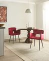 Set of 2 Dining Chairs SANILAC Velvet Dark Red